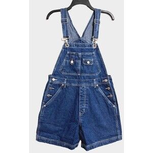 St. Johns Bay Vintage Denim Medium Wash Short Overalls Y2K Size Medium